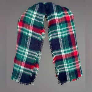 Jasmine Trading 100% Acrylic Blanket Scarf Green/Blue/Red/White Plaid 56” X 56”